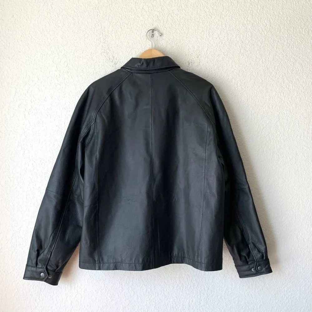 SADDLEBRED Black Leather Full-Zip Motorcycle Jacket - Picture 5 of 7